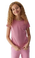 4F Detské tričko T-Shirt hladké bavlnené ružové regular 122
