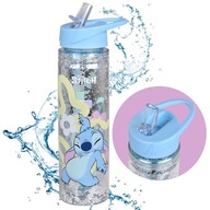 Stitch Disney Plastová fľaša/bidon so slamkou, transparentná 550 ml