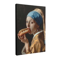 Obraz Jan Vermeer Dievča s perlou perla s hot dogom hot dog 30x40