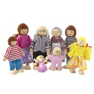 Drevené bábiky Set rodina Montessori 7 el.