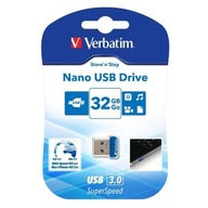 Verbatim USB flash disk, USB 3.0, 32GB, Nano, Store N Stay, niebieski, 9871