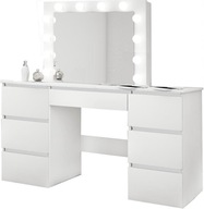 Kozmetický toaletný stolík biely s LED zrkadlom 12 vizáž