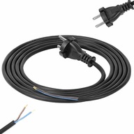 Kabel z Wtyczką Przewód Zasilający Przyłączeniowy Gumowy 2x1,5mm2 3m Czarny