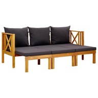 3-osobowa ławka ogrodowa z poduszkami, drewno akac