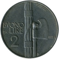 Olaszország 2 líra 1924 Italia