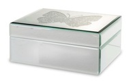 Szklana lustrzana szkatułka z motylkiem na biżuterię pojemnik duży