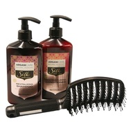 Arganicare szampon i odżywka Silk + gratis szczotka