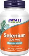 NOW FOODS SELEN selenium BEZ KVASINIEK 200 MCG 180 VEGE KAPS selenometionín
