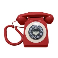 Retro telefon stacjonarny w starym stylu z ialem Vintage stary telefon kręcony przewód czerwony