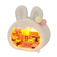 DIY drewniane miniaturowe zestawy do budowania, DIY domek dla lalek ze światłami, królik