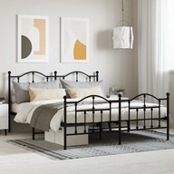 Kovový rám postele s čelom a zadočkom čierny 160x200cm