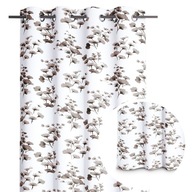 Zasłony Białe w kwiaty na przelotkach 140x250cm