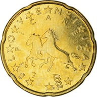 Słowenia, 20 Euro Cent, 2007, MS(63), Mosiądz, KM: