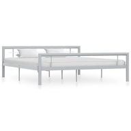 Rama łóżka, szaro-biała, metalowa, 180x200 cm