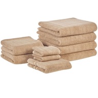 Komplet 9 ręczników bawełnianych frotte beżowy