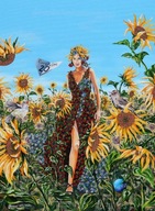 Žigmund, Leto žena kvety slnečnice šaty