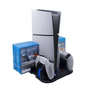 Wielofunkcyjna podstawka ładująca ze stojakiem na płyty do konsoli PS5 Slim