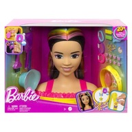 Barbie Hlava Pre Styling Čierne Vlasy Neónová Dúha Príslušenstvo HMD81