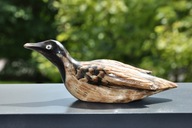 stara figurka drewniana ptak siedzący 12,5 cm