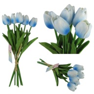 Mű tulipán csokor 7db 33cm fehér-kék szín