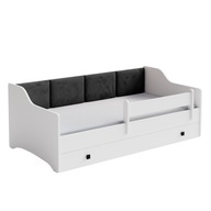 Biela posteľ s čalúnenými panelmi ERYK 160x80 so zásuvkou + matrac