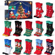 Adventný kalendár Sada vianočných ponožiek 12 párov pre ženy