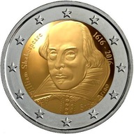 2 euro 2016 400 výročie úmrtia Williama Shakespeara Mincovňa (UNC)