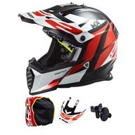 KASK DZIECIĘCY ENDURO/CROSS LS2 MX437 MINI STRIKE BLACK WHITE RED M