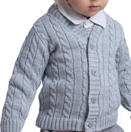 Sivý rozopínateľný sveter pre chlapca 122