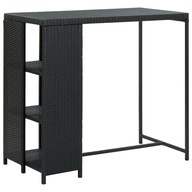 Barový stôl s policou čierny 120x60x110 cm polyratan