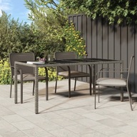 Záhradný stôl sivý 190x90x75 cm sklo a PE ratan