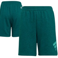 Krótkie Spodenki Chłopięce Adidas Bawełniane Zielone 2 Kieszenie r. 152 cm