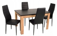 Stół rozkładany CRAFT 80x120/160 4 Czarne krzesła