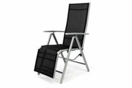 Leżak ogrodowy z textilene, krzesło składane z regulowanym oparciem