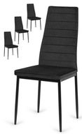 Krzesło tapicerowane 4 sztuki ZESTAW welur miękkie czarny Lugano Glamour