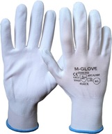 M-Glove Biele Ochranné PU rukavice, Presné Uchopenie 8