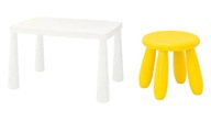 IKEA MAMMUT Konferenčný stolík biely + detská žltá stolička