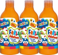 Farba plakatowa pomarańczowa Bambino w butelce 500ml szkolna x 3 sztuki