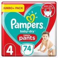 PAMPERS Pieluchomajtki PANTS 4 pieluszki 74 szt