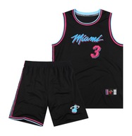 Strój sportowy z haftowanej koszulki Miami Heat Wade do koszykówek