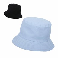 R197C Dwustronny kapelusz bucket hat niebiesko czarny gładki rybacki r.54