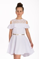 biała sukienka dla dziewczynki komunia wesele wizytowa elegancka balowa 164