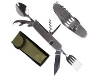 Niezbędnik stalowy sztućce turystyczne Mil-Tec 5w1 Pocket Knife Set z etui
