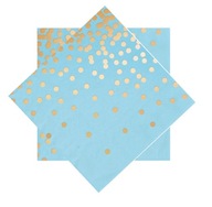 Papierowe serwetki niebieskie w złote kropki 10 sztuk Baby Shower Roczek