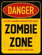 Plagát Vtipný na dvere Zombie Zone 90x60 cm