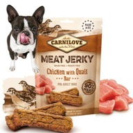 CARNILOVE MEAT JERKY občerstvenie pre psa KURACIE PREPELICE bez obilnín