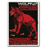 Ozdobné plagát retro plátno A4 Vlk zbrane náboje