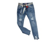 Dievčenské džínsové nohavice opasok modrá 170 / 176