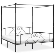 Rama łóżka z baldachimem, czarna, metalowa, 180