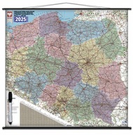 MAPA POLSKI ścienna administracyjno-drogowa + system e-TOLL 2025 140x140cm